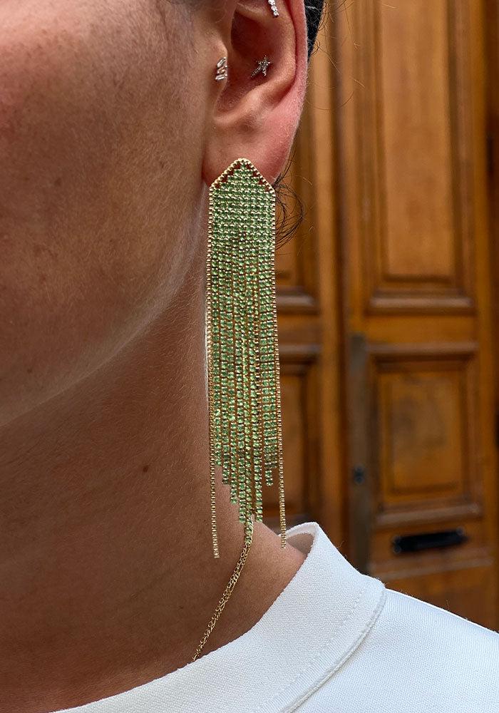 Boucles D'Oreilles Madison Vert Clair Et Doré