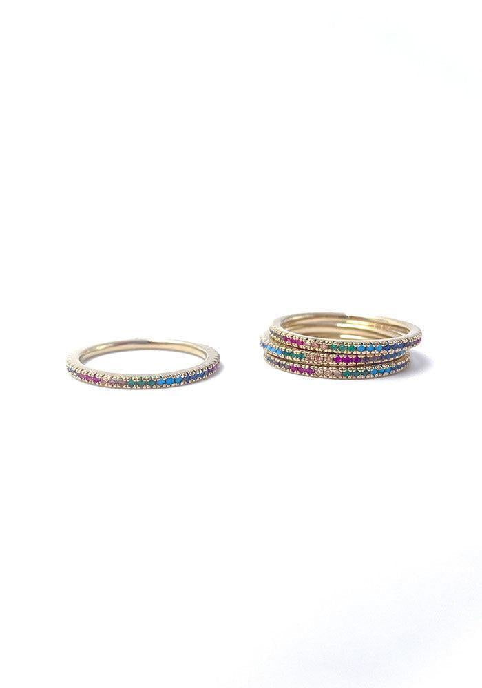 Bague Lori Anneau Fin Strass Multicolores - Baïka