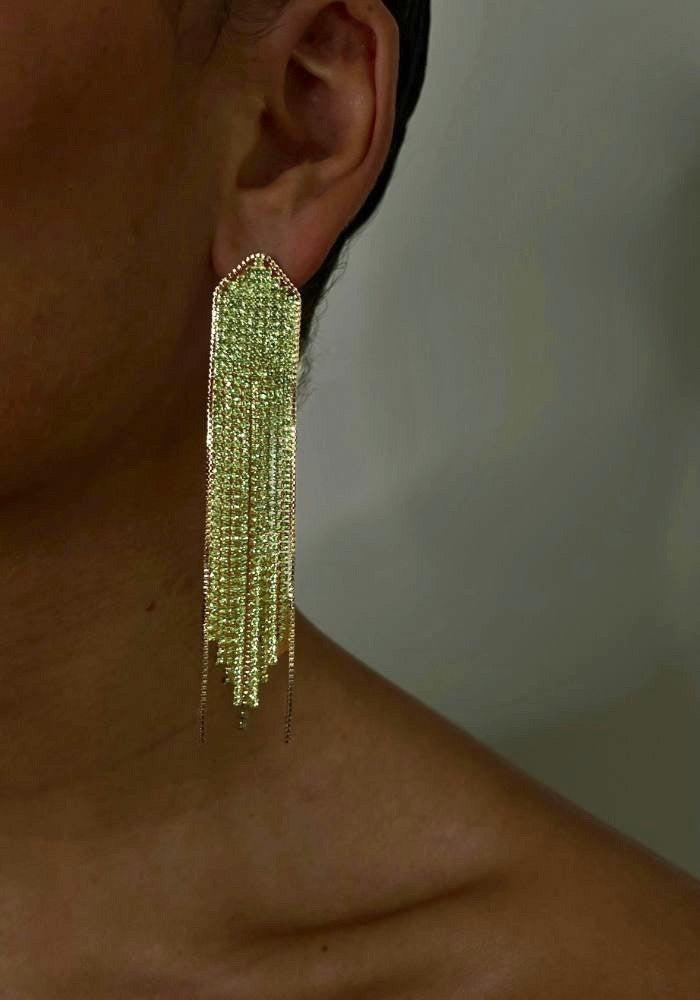 Boucles D'Oreilles Madison Vert Clair Et Doré
