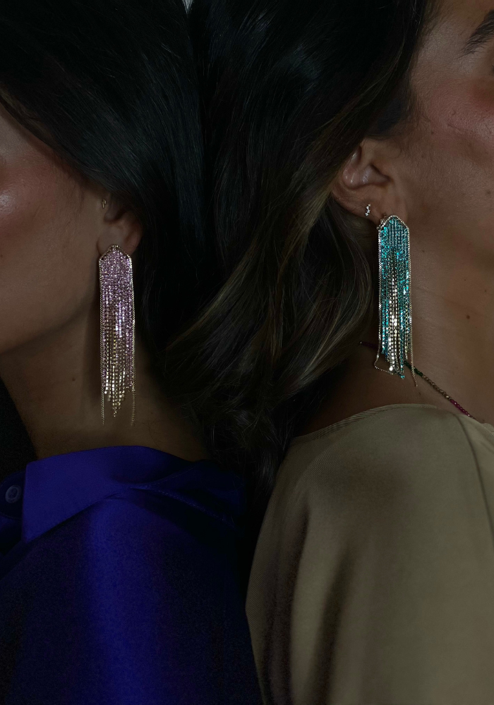 Boucles D'Oreilles Madison Doré Et Violet - Maison Baïka