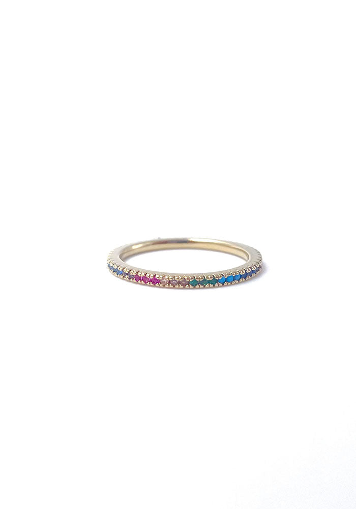 Bague Lori Anneau Fin Strass Multicolores - Baïka