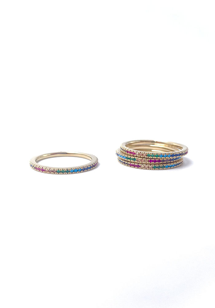 Bague Lori Anneau Fin Strass Multicolores - Baïka