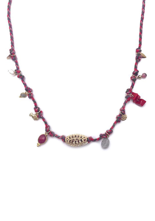 Collier Long Lucia Sur Cordon Multi Pampilles