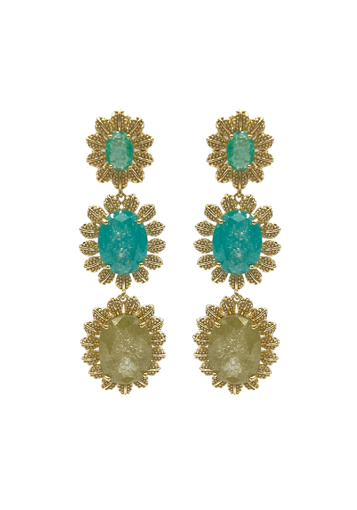 Boucles D'Oreilles Benedict Bleues Et Vertes - Maison Baika