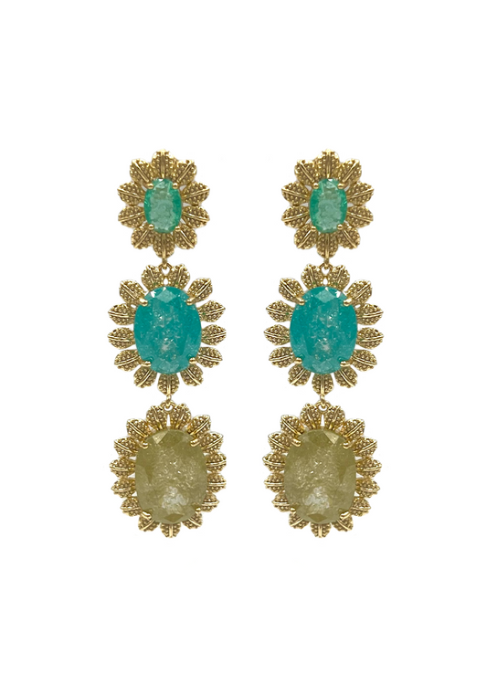 Boucles D'Oreilles Benedict Bleues Et Vertes - Maison Baika