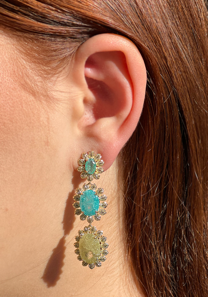 Boucles D'Oreilles Benedict Bleues Et Vertes - Maison Baika