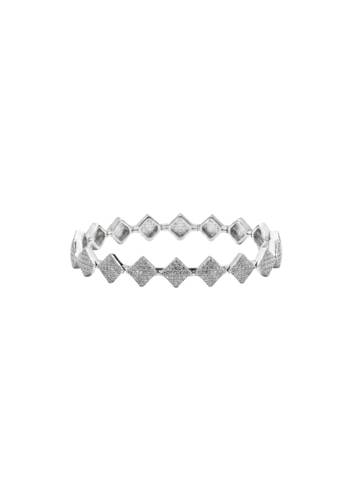 Bracelet Carreaux Plaqué Argenté - Maison Baïka