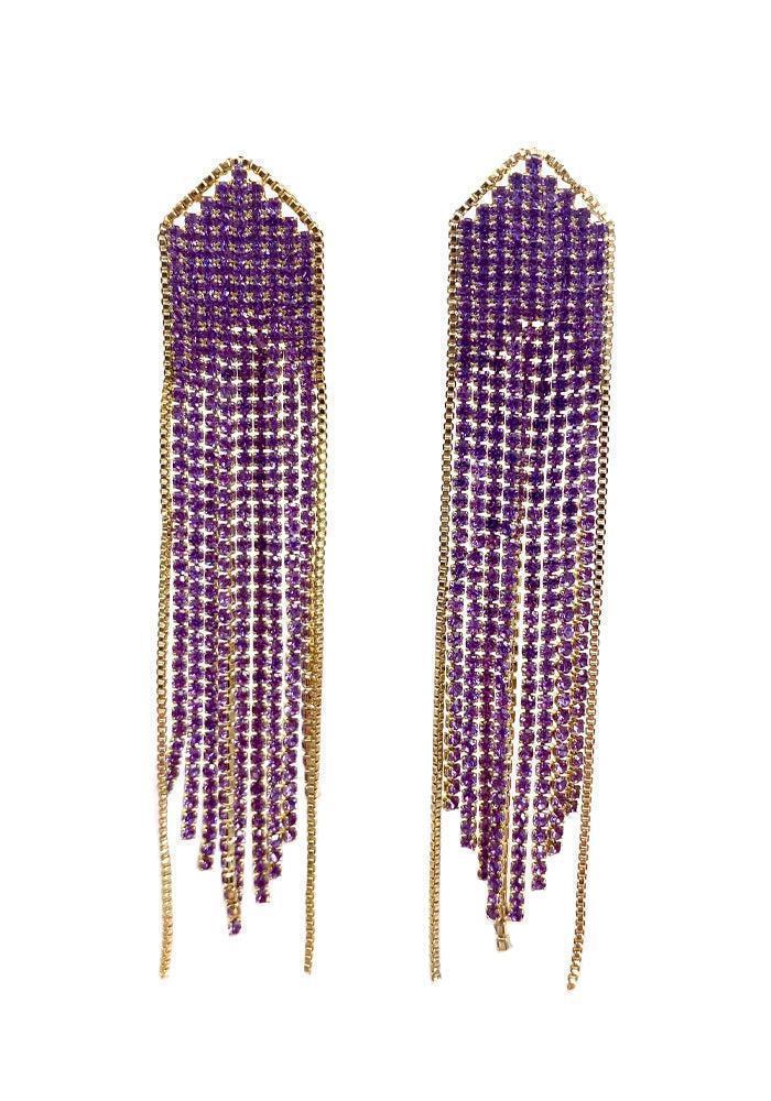 Boucles D'Oreilles Madison Doré Et Violet - Maison Baïka