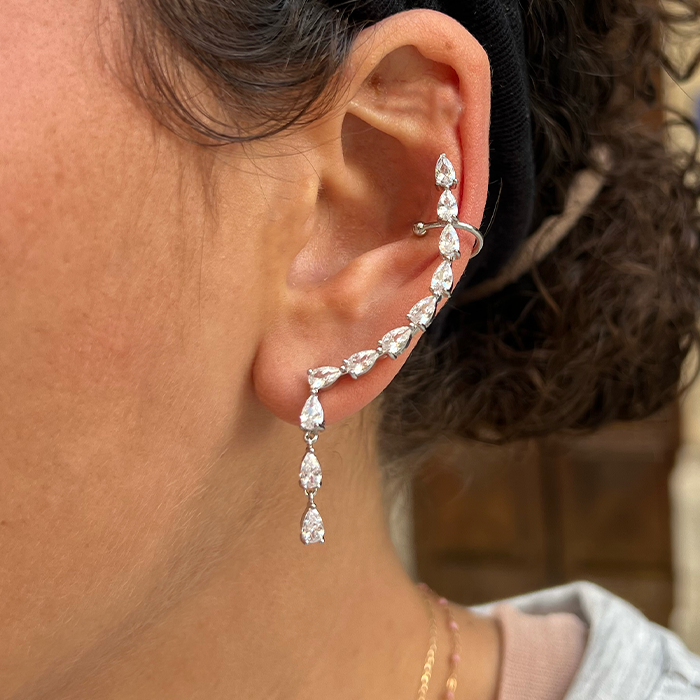Boucle D'Oreille Shilay Argentée - Maison Baika